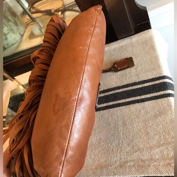 Frye Heidi Leather Fringe Cognac Brown Crossbody Clutch Bag Retail $298 - Picture 10 of 13